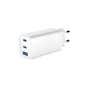 Зарядний пристрій Gembird USB-A + 2xType-C (PD18W + QC3.0 27W) white (TA-UC-PDQC65-01-W) - зменшене зображення 1