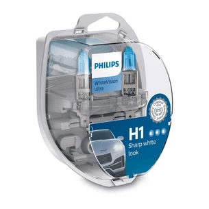 Автолампа Philips H1 WhiteVision Ultra +60%, 3700K, 2шт/блістер (12258WVUSM) зображення 1