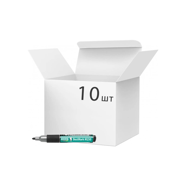 Маркер Stanger водостойкий, 1-3 мм, с гриппом черный 10 шт (MARKER-PER-STM250B10) - изображение 1