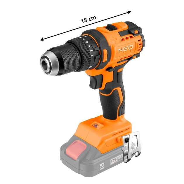 Шуруповерт Neo Tools Energy+ 18V, бесщеточный, 95Нм, 0-320/0-1700об/мин 1.2кг (без АКБ и ЗУ) (04-619) - изображение 12