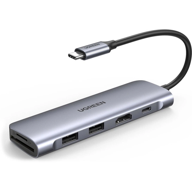 Концентратор Ugreen USB 3.0 Type-C to HDMI/SDTF/USB 3.0x2/PD CM195 (70411) - изображение 1