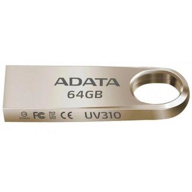 USB флеш накопичувач ADATA 64GB UV310 Golden USB 3.1 (AUV310-64G-RGD) - изображение 1