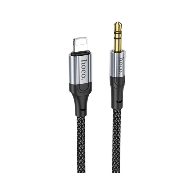 Кабель мультимедийный Lightning to 3.5mm M 1.0m nylon UPA26 black HOCO (6942007608817) - изображение 1