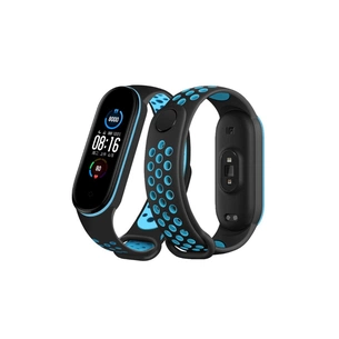 Ремінець до фітнес браслета BeCover Nike Style для Xiaomi Mi Smart Band 5 Black-Blue (705150) зображення 1