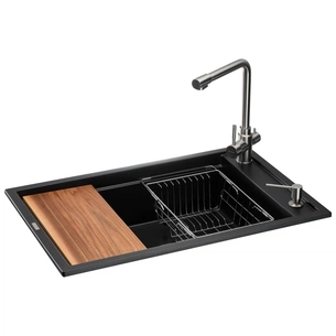 Мийка кухонна GRANADO Optimal Estella black (+ змішувач Badalona LUX inox + дозатор Redondo inox + коши (ksg0201) зображення 1