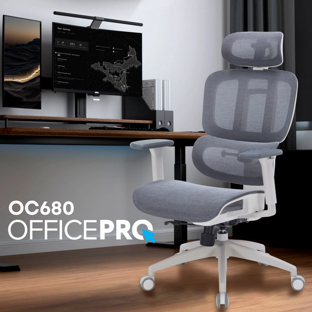Офісне крісло OfficePro Skyline OC680-W-DG-DG (OC680-W-DG-DG) - зображення 7