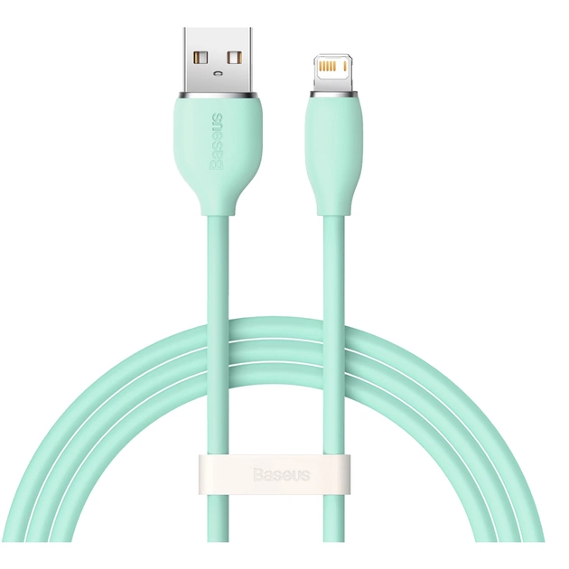Дата кабель USB 2.0 AM to Lightning 2.0m 2.4A Jelly Liquid Silica Gel Green Baseus (CAGD000106) - зображення 1