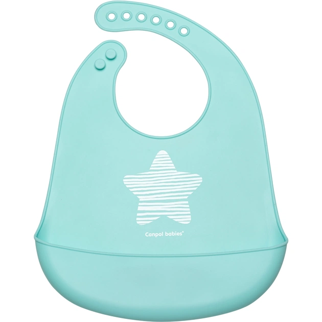 Слюнявчик Canpol babies Pastel силиконовый с карманом голубой (74/024_blu) - изображение 1