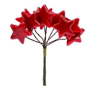 Декоративна гілка YES! Fun Зірочка 37 мм, 9 шт/пучок. червона, глянець (974152) picture 1