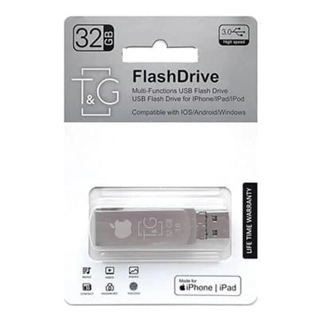 USB флеш накопичувач T&G 32GB 007 Metal Series USB 3.0/Lightning (TG007IOS-32G3) - изображение 1