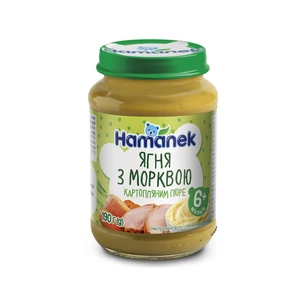 Дитяче пюре Hamanek Ягня Морква Картопляне пюре 190 г (8595139795467) зображення 1