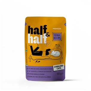 Вологий корм для кішок Half&Half для стерилізованих шматочки з тунцем у соусі 100 г (4820261920888) зображення 1