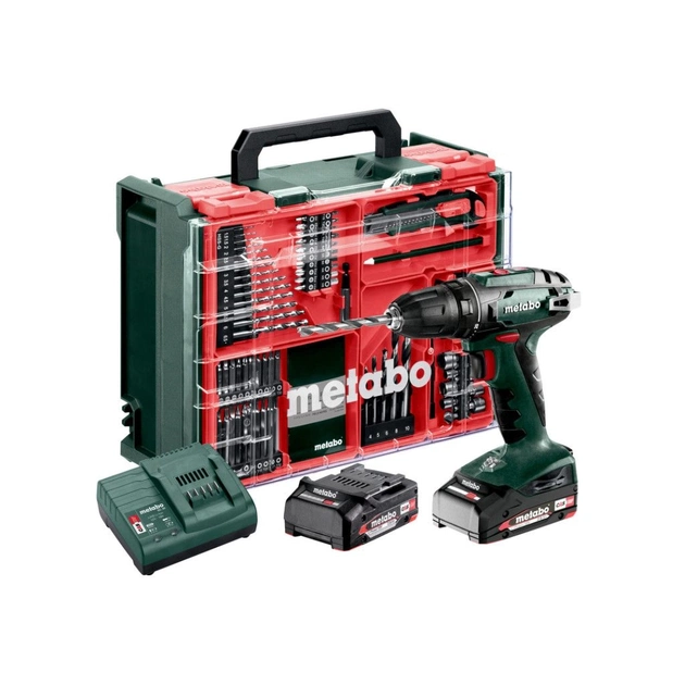 Шуруповерт Metabo BS 18 Set, 18V. 2х2Ah, 24·48Нм, 0-450·0-1600об/мин, 1.3кг (602207710) - изображение 1
