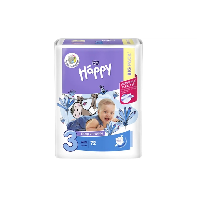Підгузки Bella Baby Happy Green Tea Midi 5-9 кг 72 шт (5900516602864) - зображення 1