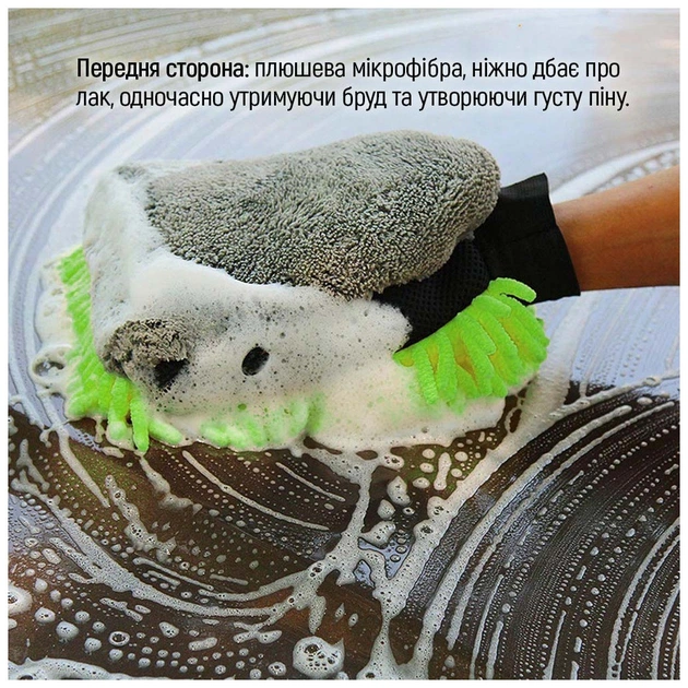 Автомобільна серветка ColorWay Рукавичка з мікрофібри для миття та полірування автомобіля, двостороння (CW-2417) - зображення 9