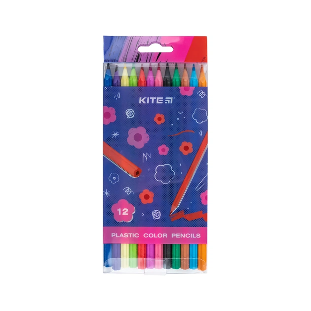 Олівці кольорові Kite Flower пластикові, 12 кольорів (K24-049-1) - picture 1