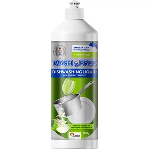 Засіб для ручного миття посуду Wash&Free зелене яблуко та екстракт едельвейса 1000 г (4260637723086) зображення 1