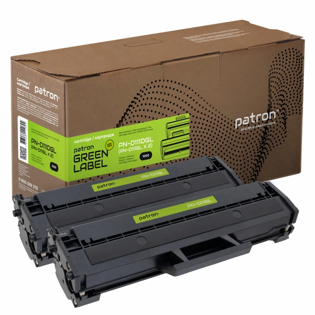 Картридж Patron SAMSUNG MLT-D111S (SL-M2020) GREEN Label (DUAL PACK) (PN-D111DGL) - зображення 1
