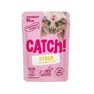 Вологий корм для кішок Catch! для кошенят з птицею та овочами в соусі 85 г (4820261922004) зображення 1