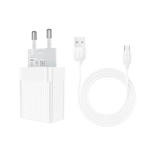 Зарядний пристрій BOROFONE BA47A Mighty speed single port QC3.0 3A + Type-C cable White (BA47AMW) зображення 1