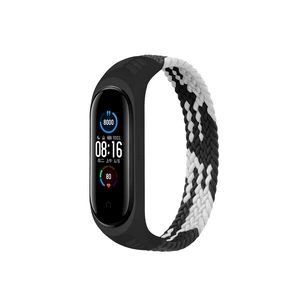 Ремінець до фітнес браслета BeCover Elastic Nylon Style для Xiaomi Mi Smart Band 5/6 (Size L) Black-White (706158) зображення 1