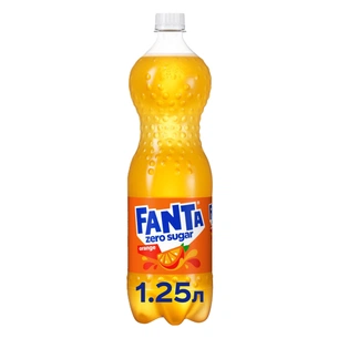 Напій Fanta Zero Sugar Безалкогольний сильногазований соковмісний Апельсин 1.25 л (5449000102393) зображення 1