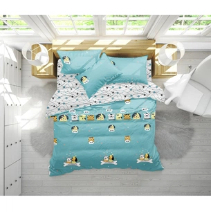 Постільна білизна MirSon Бязь 17-0518 Cat-dog blue King Size (2200003649222) зображення 1