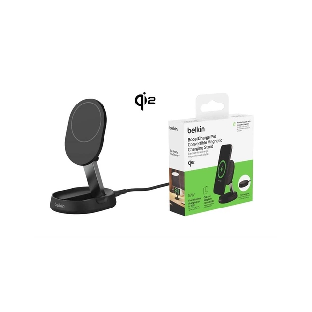 Зарядний пристрій Belkin 15W Magnetic Stand Qi2 black (WIA008BTBK) - зображення 1