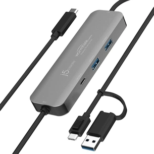 Концентратор J5create USB-C + USB A to 2xUSB + USB-C switch hub (JCH462-N) зображення 1