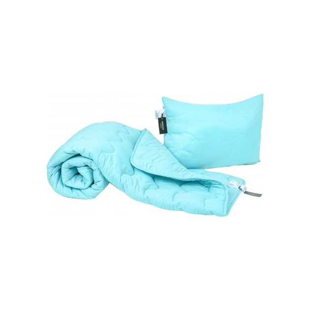 Ковдра MirSon Набір вовняний №1676 Eco Light Blue Ковдра 140х205 + подушка (2200002656559) - зображення 1