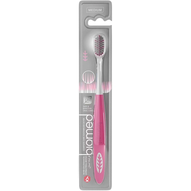 Зубна щітка BioMed Silver Medium рожева (7640168931476) - изображение 1