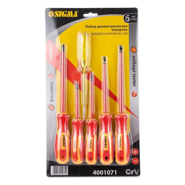 Набір викруток Sigma діелектричних 5шт + викрутка-індикатор 250В CrV (4001071) - picture 11