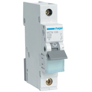 Автоматичний вимикач Hager 1-п. C 6A (6kA) 1M (A) (MCN106) зображення 1