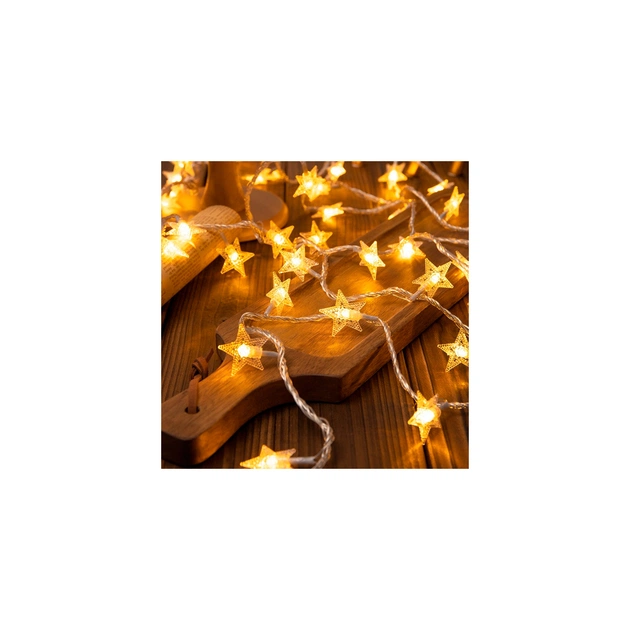 Гірлянда Voltronic Зірочки теплий білий, 40 шт, 6 м., прозрора 3*АА (GirlStar-40LED-6m) - зображення 1