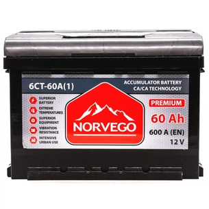 Акумулятор автомобільний NORVEGO ВЕСТА Premium 60A +лів (1) (600 пуск) зображення 1