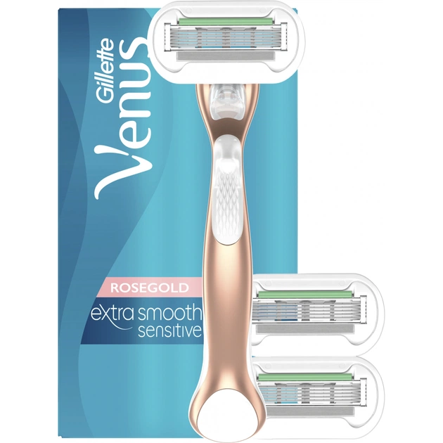 Бритва Venus RoseGold Extra Smooth з 3 змінними картриджами (7702018536931) - изображение 1
