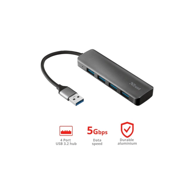 Концентратор Halyx 4-Port USB-A 3.2 Grey Trust (24947_TRUST) - picture 8