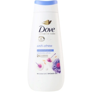 Гель для душу Dove Антистрес з блакитною ромашкою та вівсяним молоком 225 мл (8720181459948) зображення 1