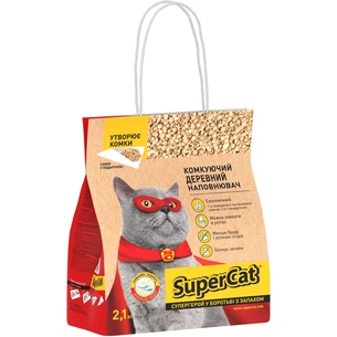 Наповнювач для туалету Super Cat Деревний грудкувальний 2.1 кг (3 л) + совочок у подарунок (3555) изображение 1