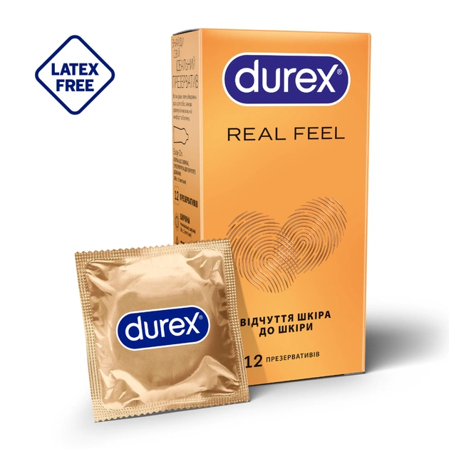 Презервативы Durex Real Feel из синтетического латекса (безлатексные) 12 шт. (5052197026719) - изображение 1