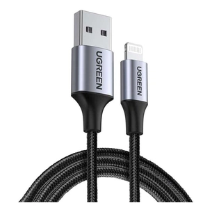 Дата кабель USB 2.0 AM to Lightning 1.0m US199 MFI Black Ugreen (US199/60156) зображення 1