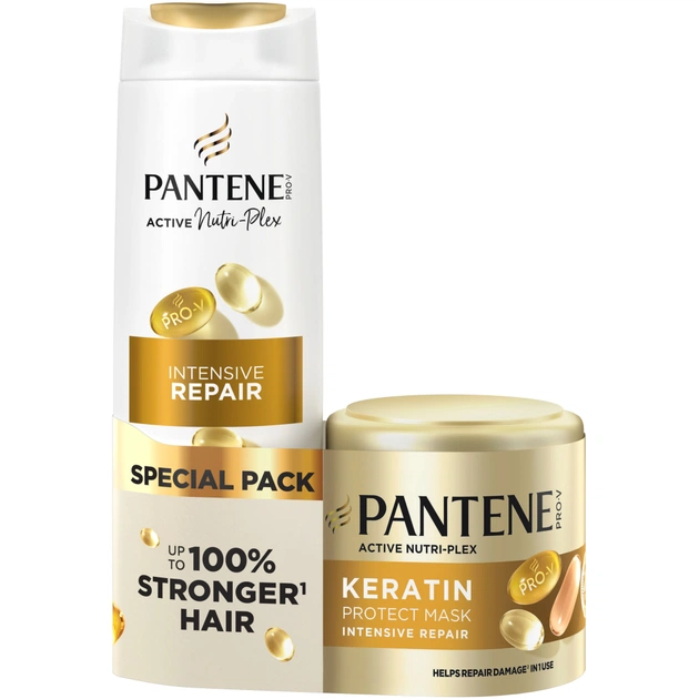 Набір косметики Pantene Pro-V Інтенсивне відновлення Шампунь 400 мл + Маска для волосся з кератином 300 мл (8700216867030) - picture 1
