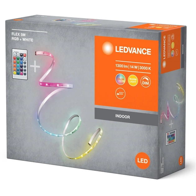 Світлодіодна стрічка Ledvance Flex 14W, 1300Lm, RGB 3000K RC 5 м, White (4099854095443) - зображення 1