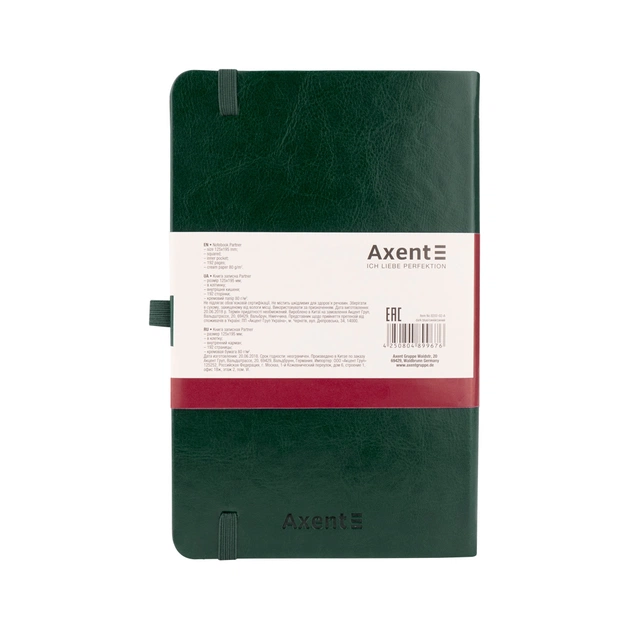 Блокнот Axent Partner Lux 125х195 мм 96 аркушів у клітинка Зелений (8202-04-A) - зображення 3