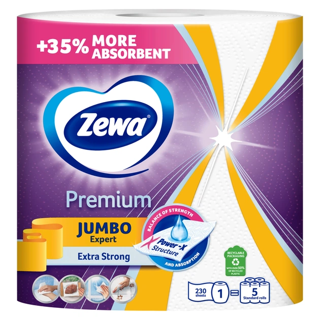 Паперові рушники Zewa Jumbo Premium 3 шари 1 рулон 230 відривів (7322541192017) - picture 2