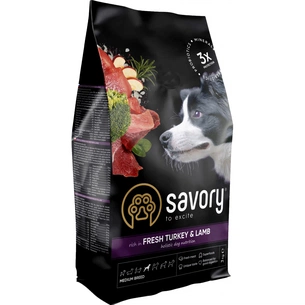 Сухий корм для собак Savory Medium Breed rich in Fresh Turkey and Lamb 3 кг (4820232630266) изображение 1