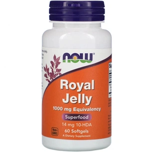 Вітамінно-мінеральний комплекс Now Foods Маточне Молочко 1000 мг, Royal Jelly, 60 гелевих капсул (NOW-02560) зображення 1