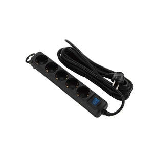 Мережевий подовжувач 2E 5XSchuko з вимикачем, 5м, black (2E-U05ES15M5BK) зображення 1
