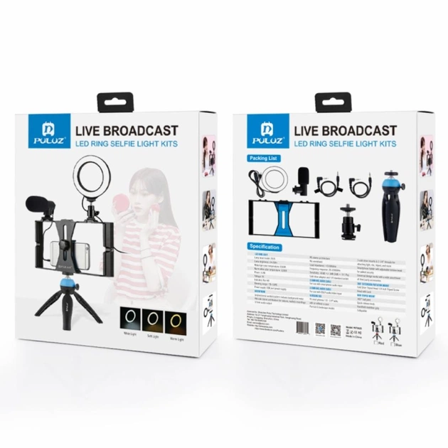 Набір блогера Puluz 4in1 (ring light, mount, phone holder, microphone) (PKT3025L) - picture 9
