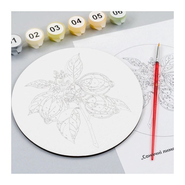 Картина по номерам Rosa Сонячні лимони", кругла, 15 см, з мольбертом (4823098548683) - picture 4